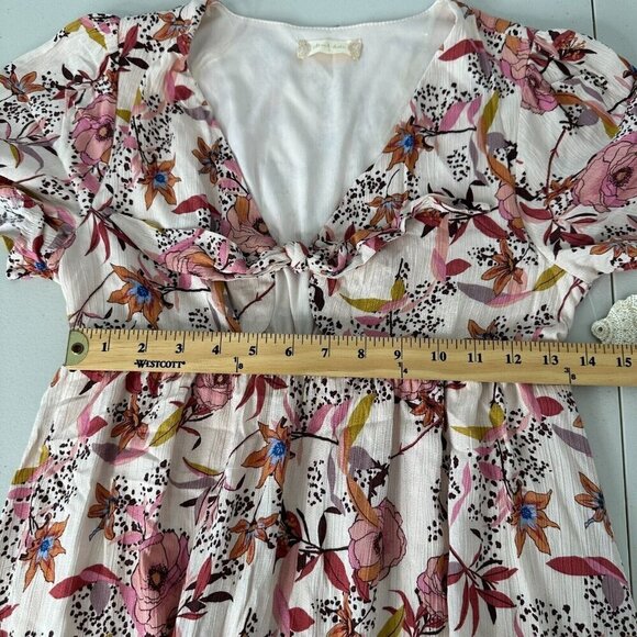 Altar'd State Floral Cutout Tie Tiered Mini Dress Size S Blush Babydoll - Picture 10 of 12